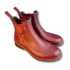 BOGS Amanda Slip-On Rain Boots Women’s 10 Burgundy Waterproof Rubber Ankle Boot